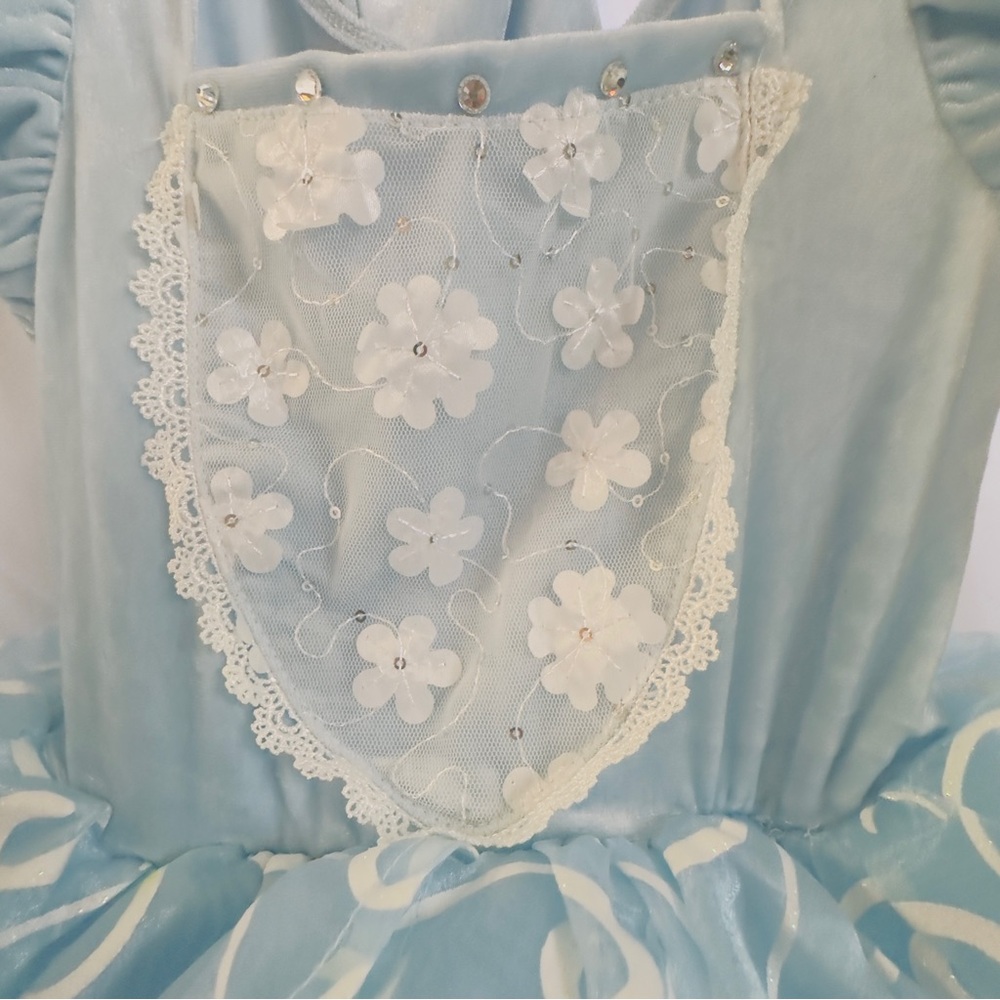 Light Blue Princess Tulle Costume Dress for Girls Cinderella w Gloves 4/5T - Picture 10 of 16